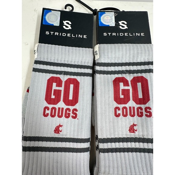 Lot Of 2 Strideline Washington State Cougars Go Cougs Socks‎ Gray Size 6-12 NWT - Picture 3 of 9